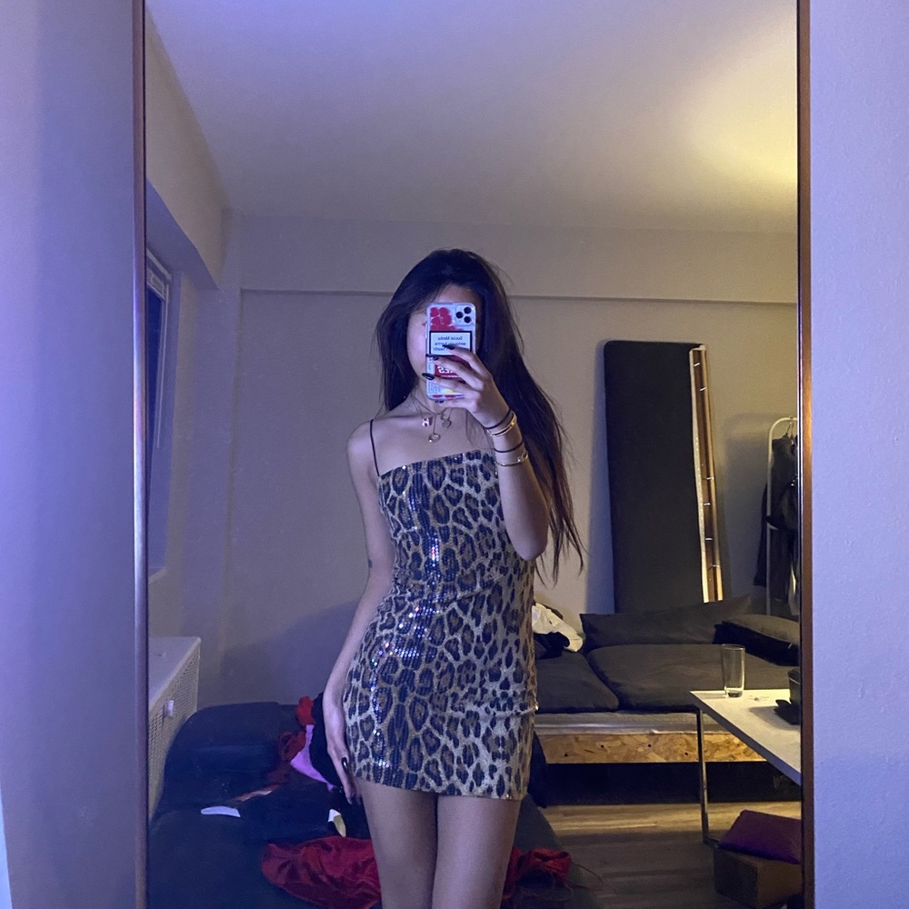 Forever 21 Leopard Sequin Mini Dress